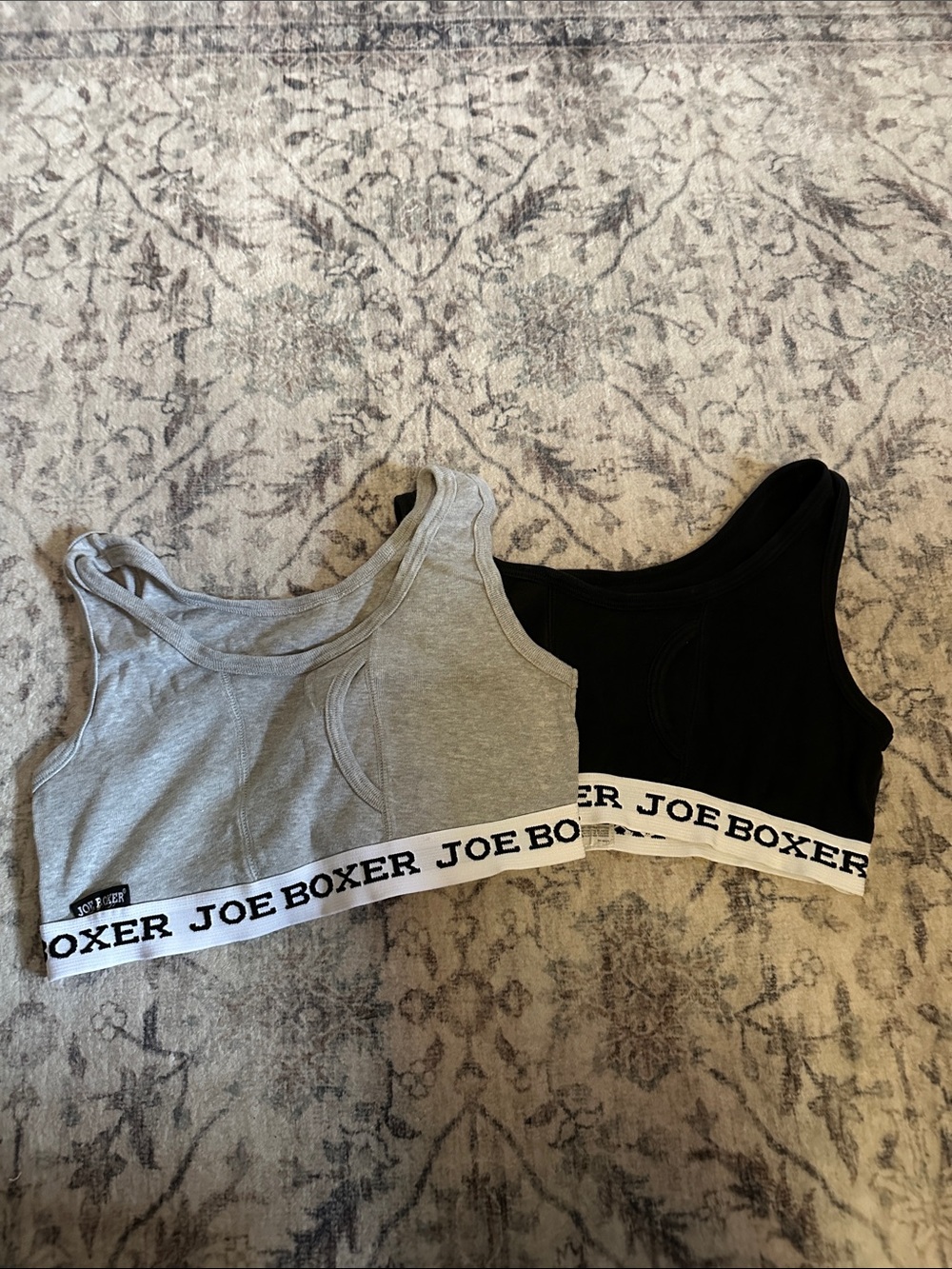 Joe Boxer Bralette Duo in Gray and Black with Logo Band